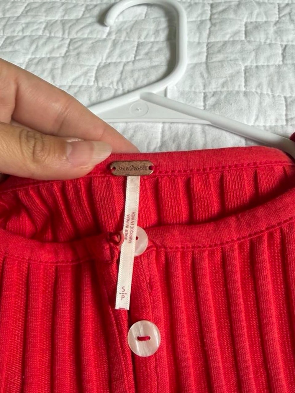 Free People Red Ribbed Button-Front Tank - Picture 3 of 4